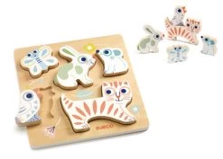 Djeco Puzzle En Bois - Relief Baby Animali