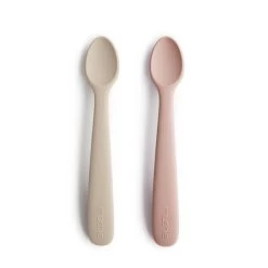 Mushie Ensemble De 2 Petites Cuillères En Silicone -Blush/Sand