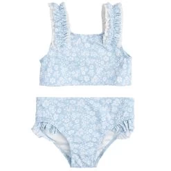 Petit Lem Maillot Deux Pièces Petites Fleurs Bleues