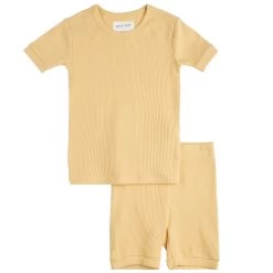 Petit Lem Pyjama D'été En Tricot Côtelé Canari