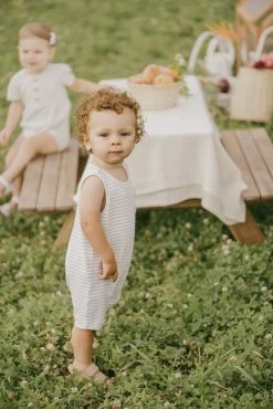 Petit Lem Romper Short Ligné Gris -Enfant Périphériques Magasin petit lem romper short ligne gris 2