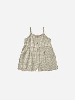 Rylee + Cru Romper Sage Gingham